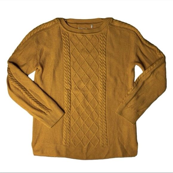 Barbour Stokehold Cable Knit Cotton Crew Neck Sweater Yellow Size 6 - Picture 4 of 11